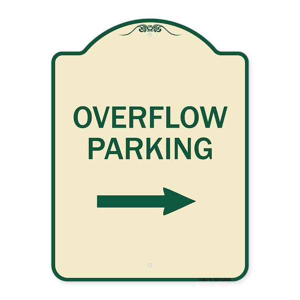 Signmission Overflow Parking with Right Arrow Heavy-Gauge Aluminum Architectural Sign, 24" x 18", TG-1824-23515 A-DES-TG-1824-23515 - main